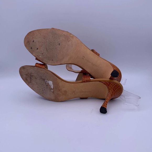 Manolo Blahnik | Shoes | Manolo Blahnik Orange Crocembossed  Manolo Blahnik Orange Croc-Embossed Sandals